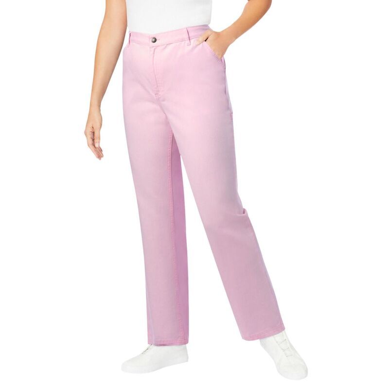 ウーマン ウィズイン レディース ボトムス デニムパンツ プラスサイズ Woman Within Womens Plusize Carpenter Denim Pant Pink ピンク