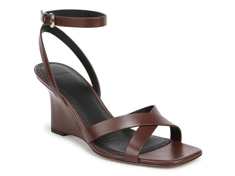 ヴィンス レディース シューズ サンダル VinceParma Wedge Sandal Womens Dark Brown Leather ブラウン