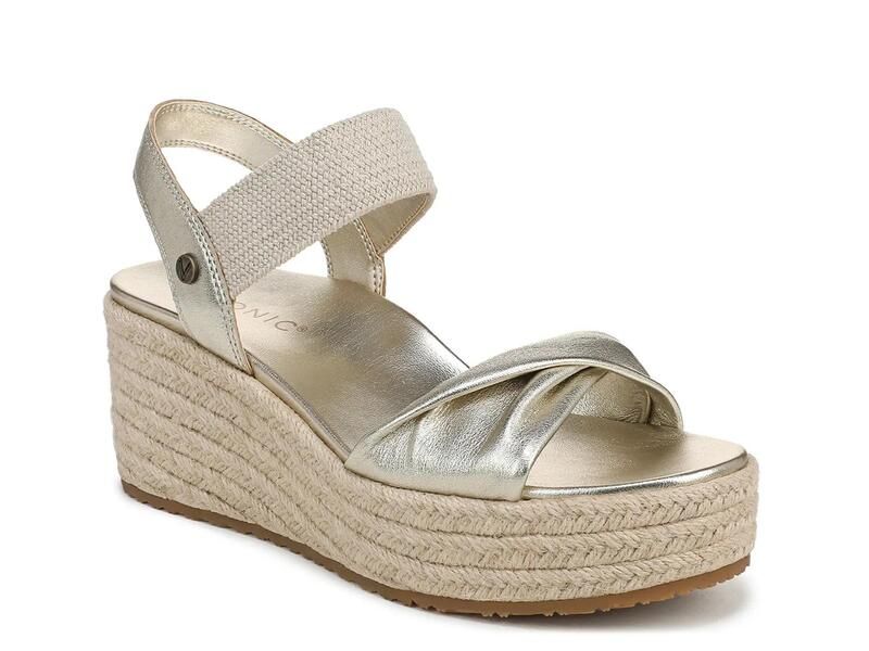 バイオニック レディース シューズ サンダル VionicDarla Espadrille Wedge Sandal Gold Leather ゴールド