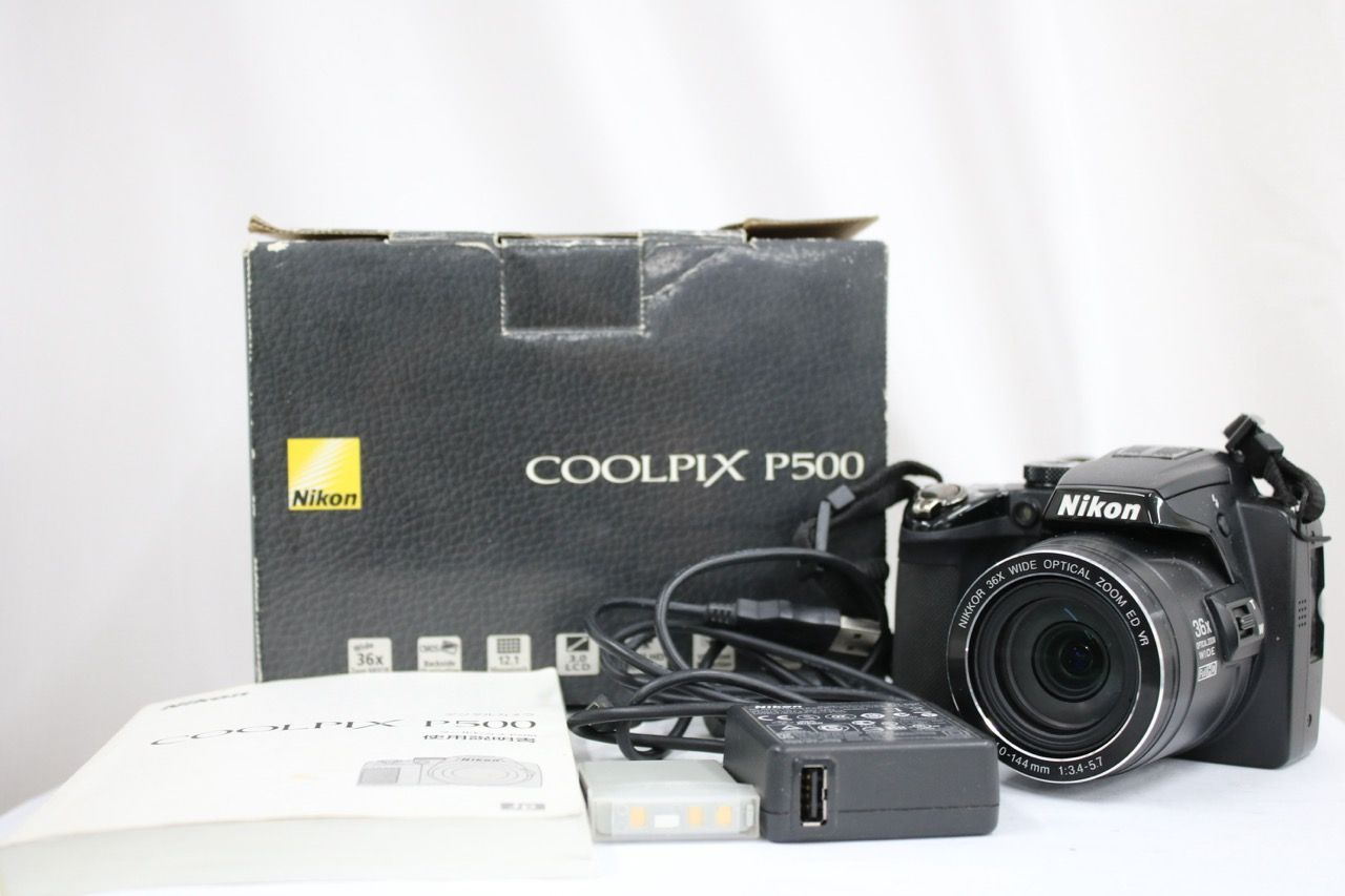 【返品保証】 【元箱付き】ニコン Nikon COOLPIX P500 36x バッテリー付き コンパクトデジタルカメラ e14160