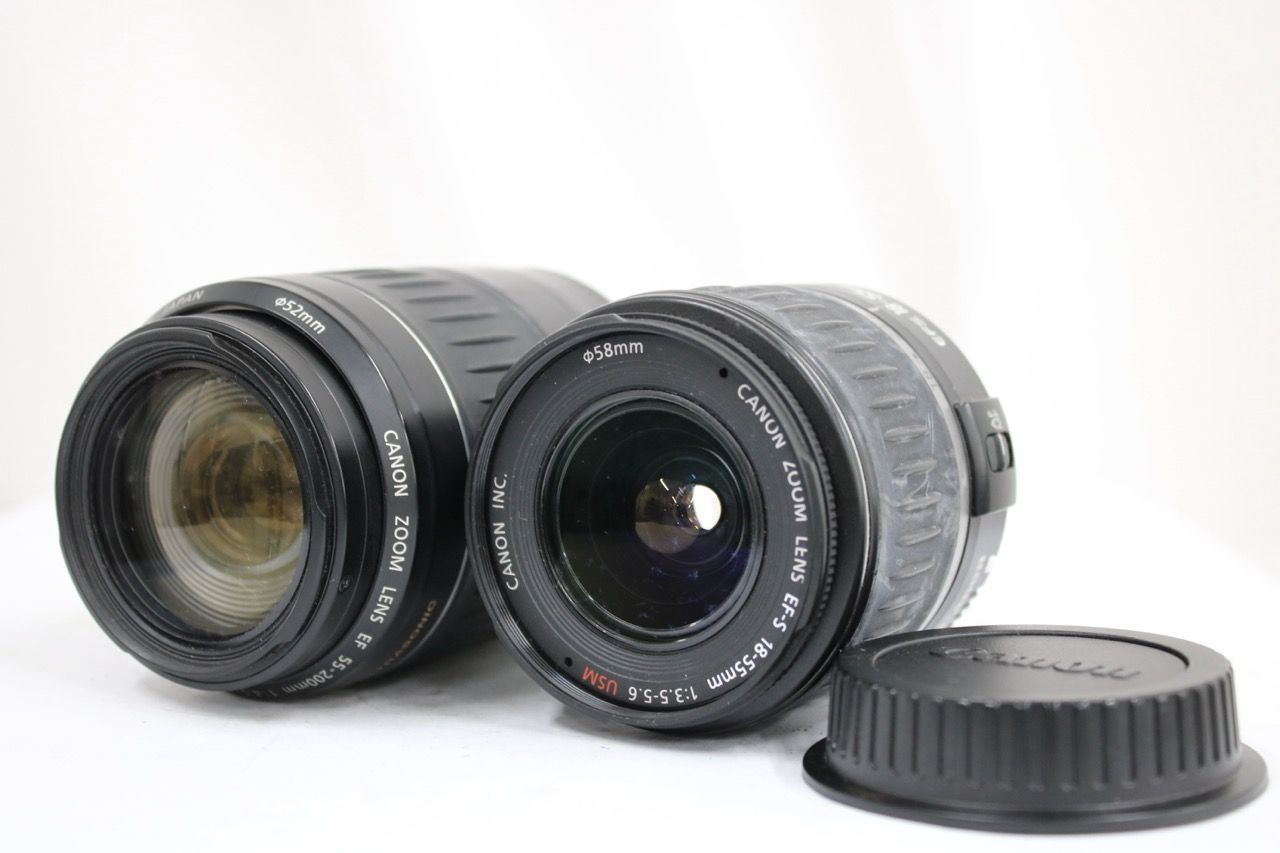 【返品保証】 【2点まとめ】キャノン Canon EF-S 18-55mm F3.5-5.6 USM EF 55-200mm F4.5-5.6 II USM レンズ e14180