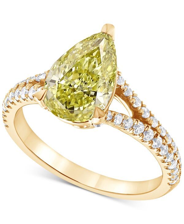 バッジェリーミシュカ レディース アクセサリー リング Badgley Mischka IGI Certified Lab Grown Yellow Diamond PearShaped Engage