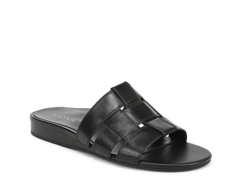 バイオニック レディース シューズ サンダル Vionic Glendora Sandal Black Leather ブラック