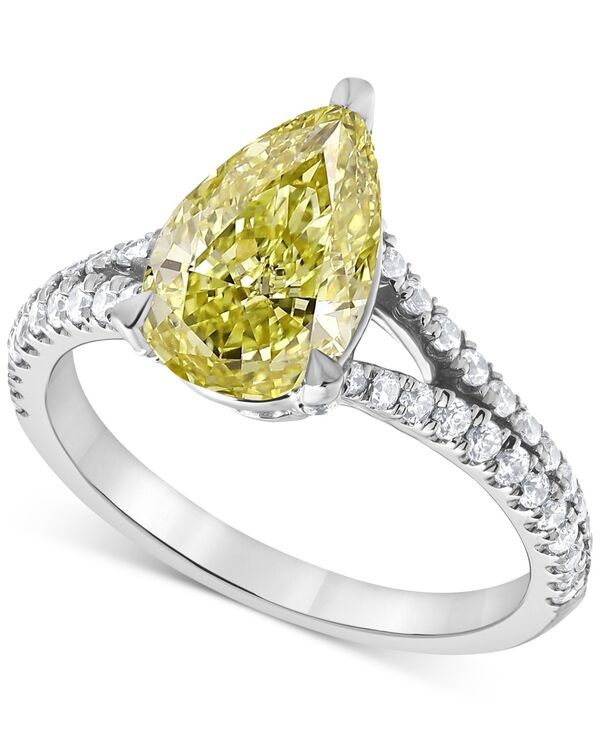 バッジェリーミシュカ レディース アクセサリー リング Badgley Mischka IGI Certified Lab Grown Yellow Diamond PearShaped Engage