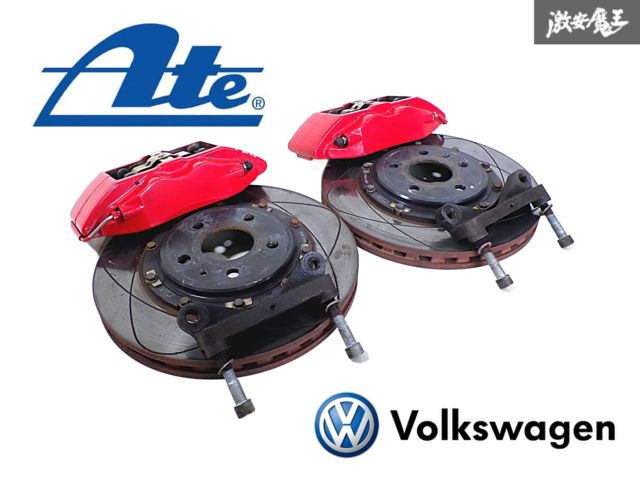 【VW ゴルフ5にて使用】Ate アーテ 4POT ブレーキ キャリパー スリットローター 左右セット 専用ブラケット付き 即納