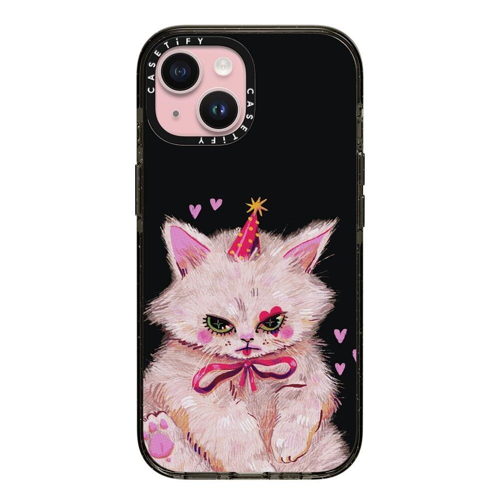CASETiFY インパクト iPhone 15 ケース [MIL規格準拠 (4x MIL-STD-810G) / 2.5mからの落下試験をクリア] - CLOWN KITTY - クリア ブラック