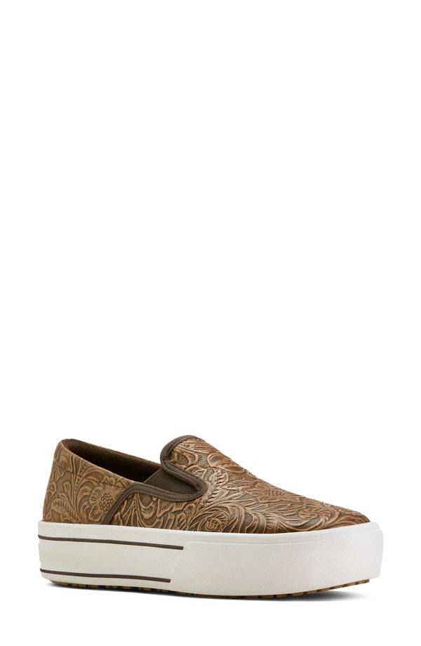 アリアト レディース シューズ スニーカー Ariat Skylar SlipOn Sneaker Brown Floral Emboss ブラウン