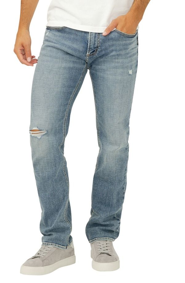 シルバー ジーンズ メンズ ボトムス デニムパンツ ストレート Silver Jeans Co Allan Ripped Straight Leg Jeans Waimea