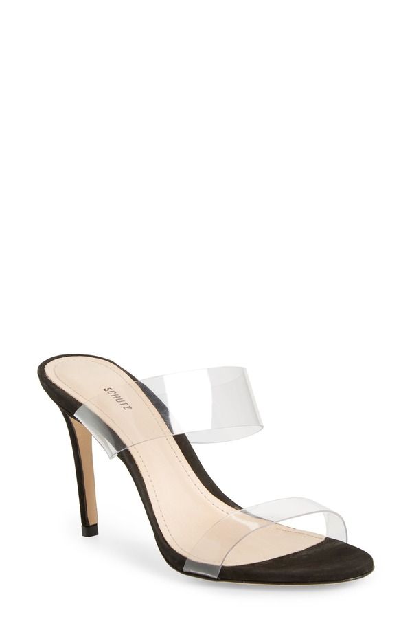 シュッツ レディース シューズ ヒール サンダル Schutz Ariella Stiletto Sandal BlackTransparent Vinyl Fabric ブラック