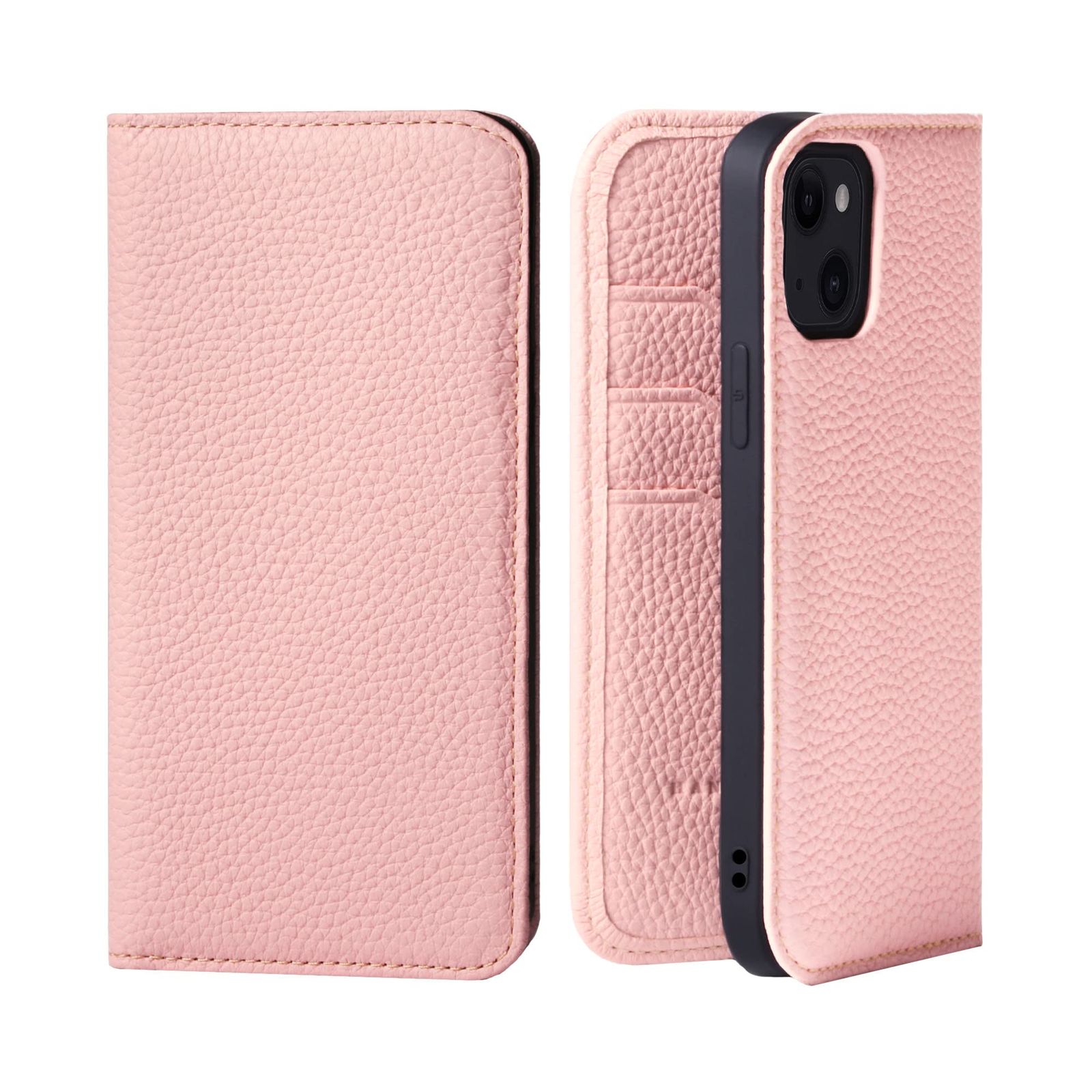 HANATORA for iPhone 14 ケース 手帳型 本革 スマホケース スマホ スタンド コードホルダー 付き シュリンクカーフレザー マグネットなし ピンク PH-14-Pink ギフト 誕生日 女性 男性 彼女 お母さん お父さん 人気商品 30
