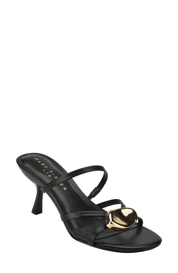 マーク・フィッシャー レディース シューズ ヒール サンダル Marc Fisher LTD Natesa Strappy Kitten Heel Sandal Black ブラック