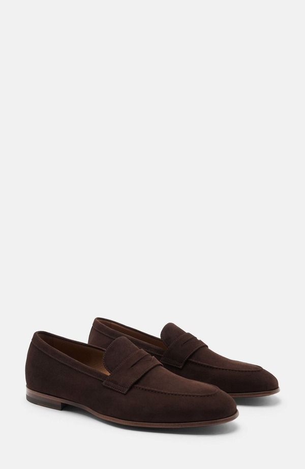 スカロッソ メンズ シューズ ローファー SCAROSSO Marzio Loafers Dark Brown Suede ブラウン