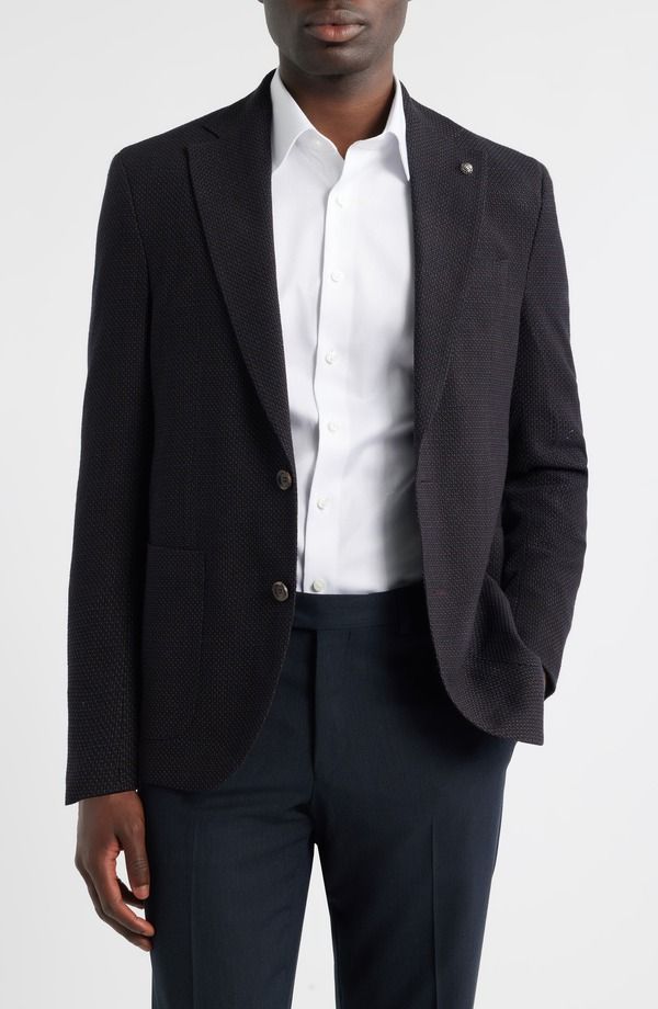 ジャックビクター メンズ アウター ジャケット・ブルゾン ウール コート ニット Jack Victor Hampton Contemporary Fitextured Knit Wool Sport