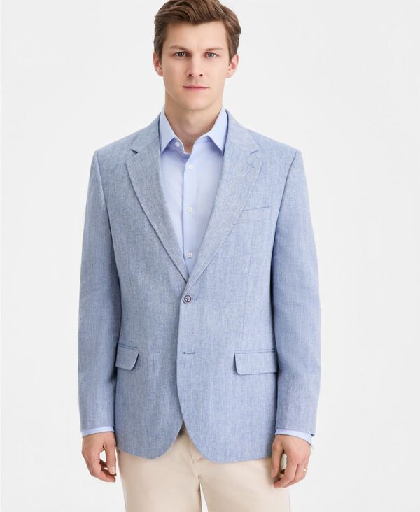 【送料無料】 ナウティカ メンズ ジャケット・ブルゾン ブレザー アウター Mens ModernFit Herringbone Cotton Linen Blazer Blue Herringbon