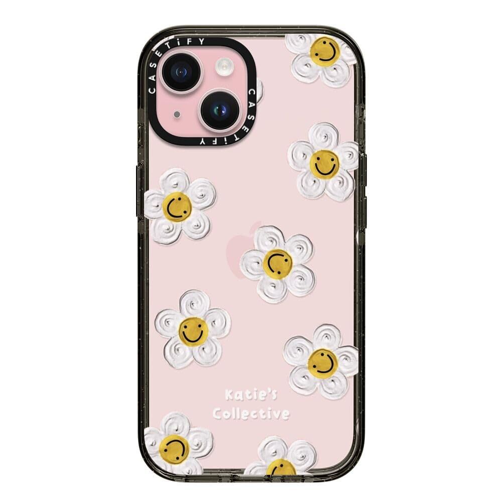 CASETiFY インパクト iPhone 15 ケース [MIL規格準拠 (4x MIL-STD-810G) / 2.5mからの落下試験をクリア] - Daisy by Katie-s Collective - クリア ブラック
