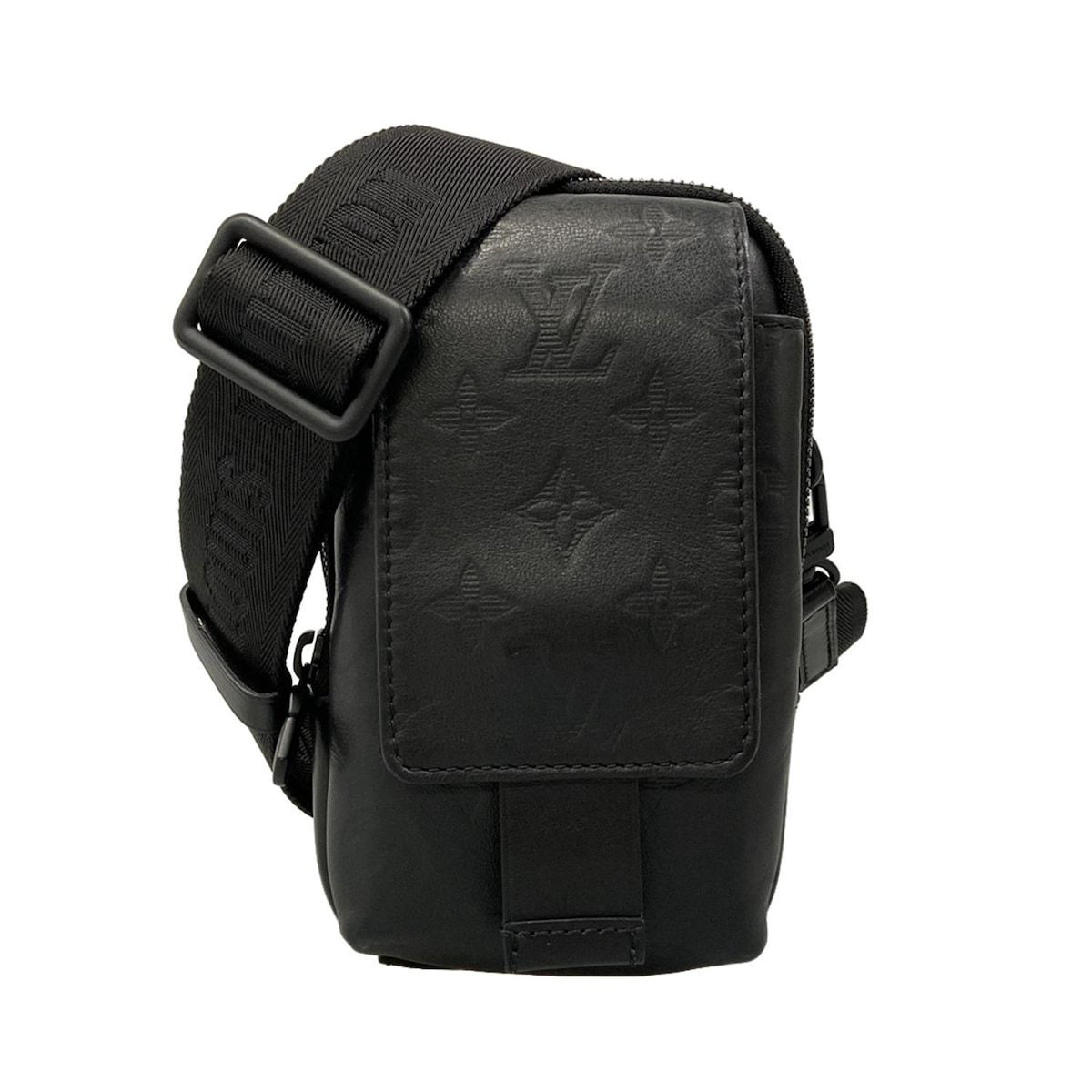 LOUIS VUITTON(ルイヴィトン) ショルダーバッグ モノグラム・シャドウ ダブルフォンポーチ M81323 黒 レザー、牛革