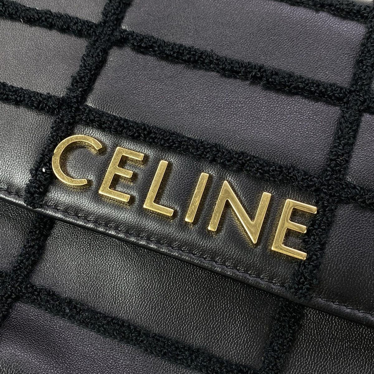 CELINE(セリーヌ) ショルダーバッグ マトラッセ モノクローム 黒 チェーンショルダー レザー