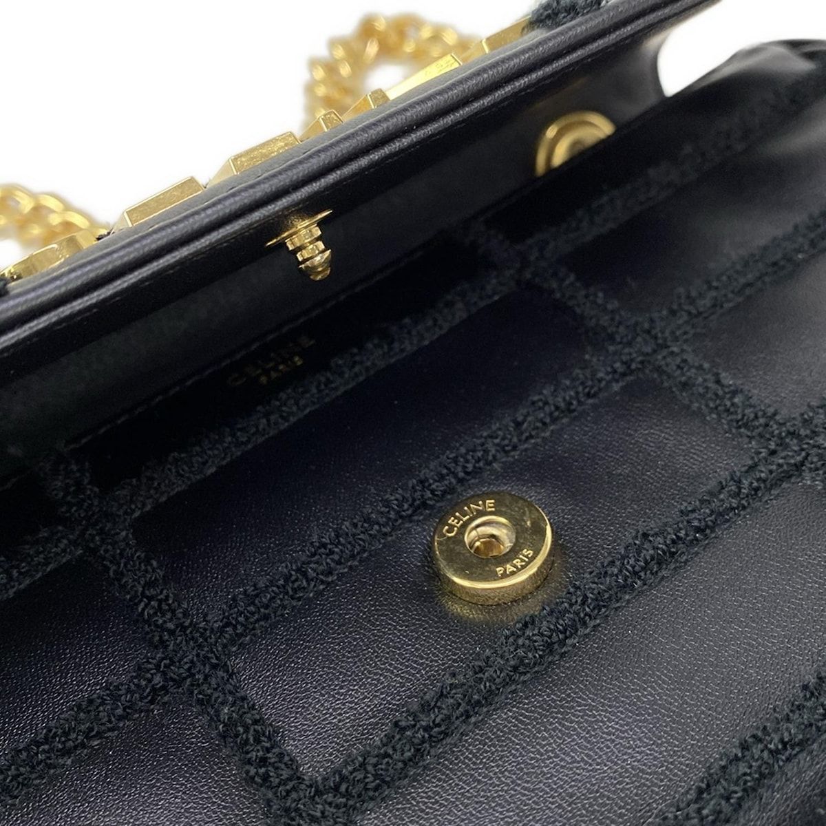 CELINE(セリーヌ) ショルダーバッグ マトラッセ モノクローム 黒 チェーンショルダー レザー