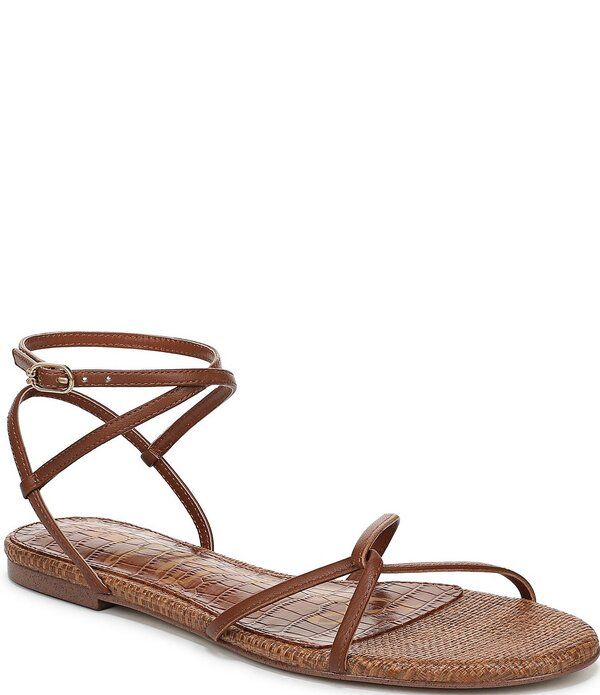 サムエデルマン レディース シューズ サンダル レザー Sam Edelman Ellina Woven Leather Strappy Flat Sandals Rich Cognac