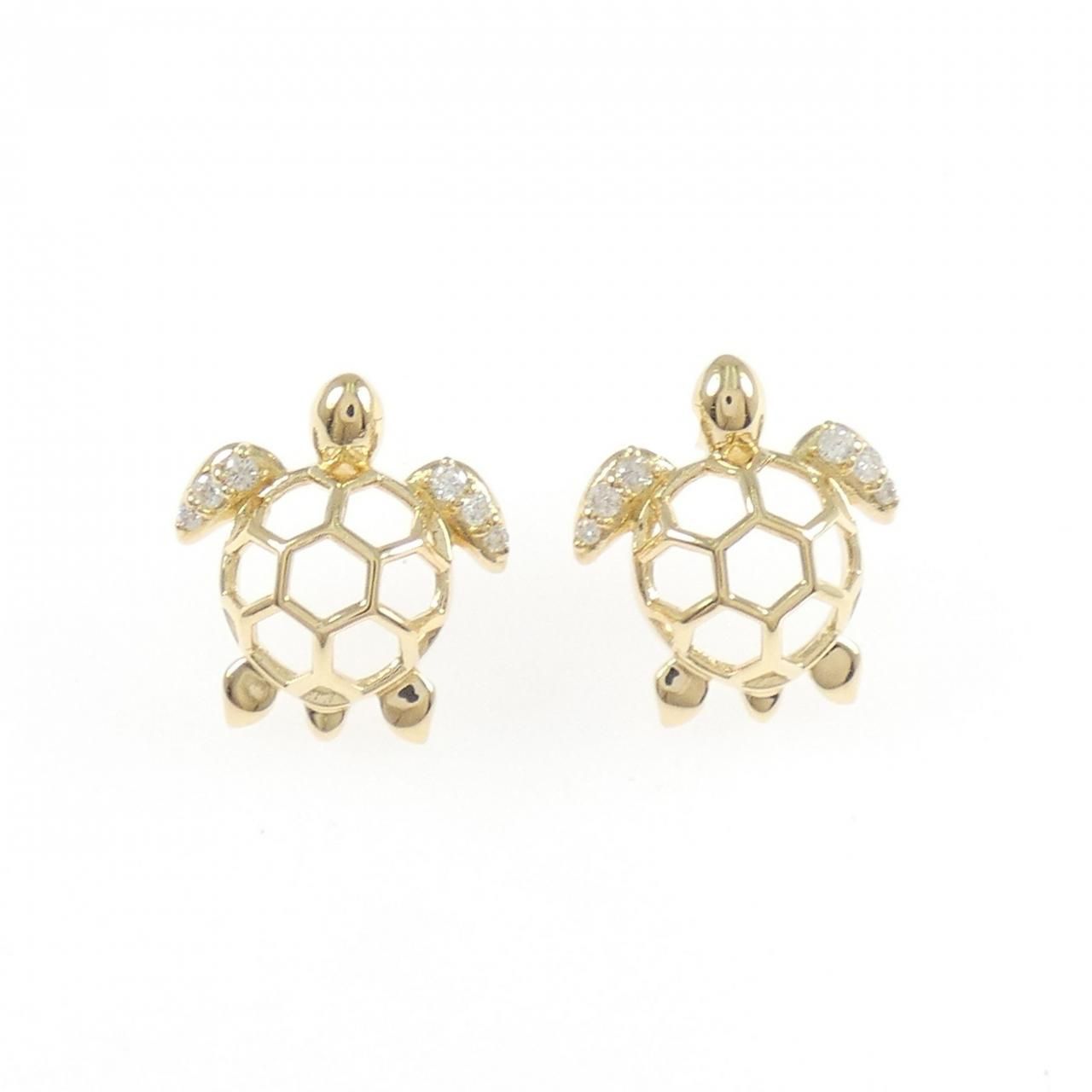 K18YG タートル ダイヤモンド ピアス 0.10CT