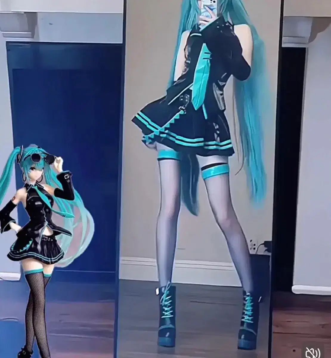 M/フルセット VOCALOID（ボーカロイド・ボカロ）初音 ミク 16周年 ブラック スタイリッシュ コスプレ