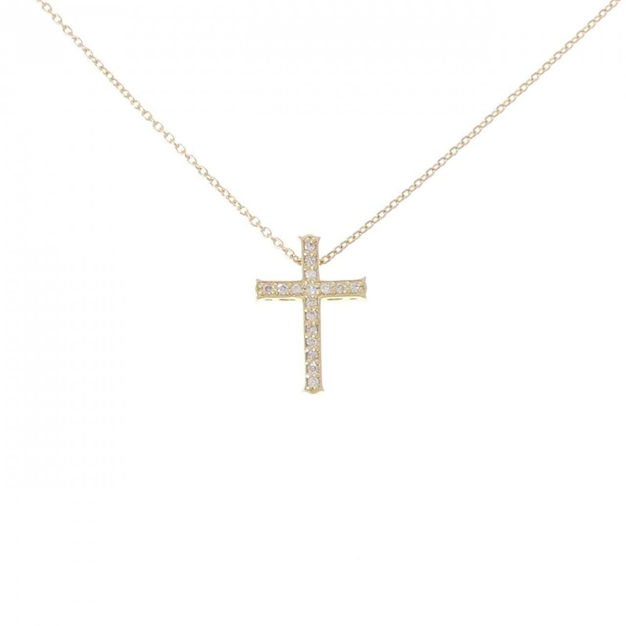 K18YG クロス ダイヤモンド ネックレス 0.08CT