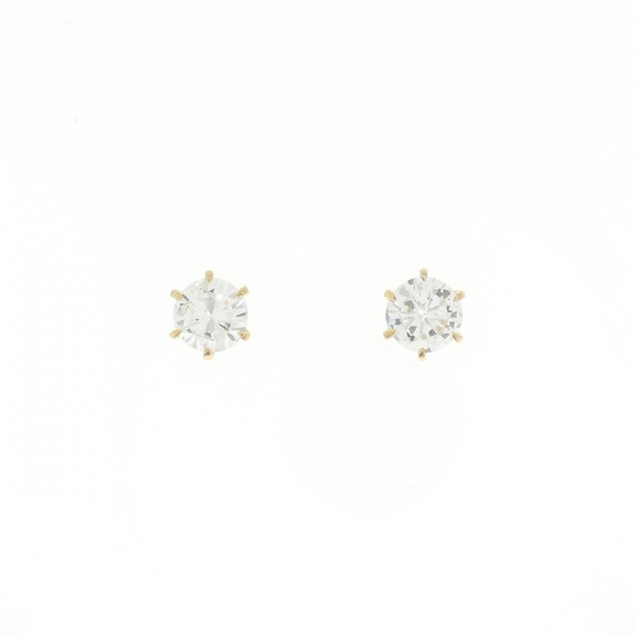 K18YG ソリティア ダイヤモンド ピアス 1.067CT
