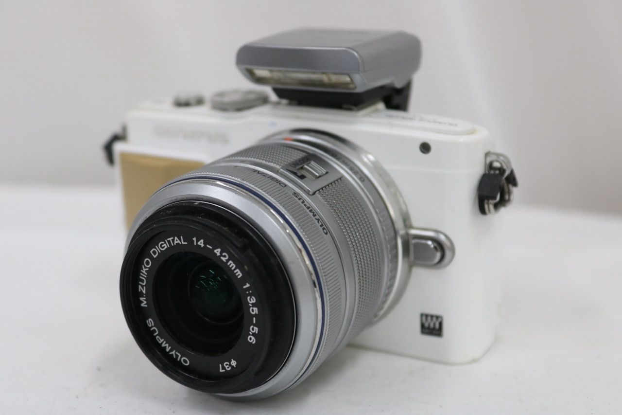 【返品保証】 【シャッター3430回】オリンパス Olympus PEN Lite E-PL5 ホワイト 14-42mm F3.5-5.6 ミラーレス一眼 e14255