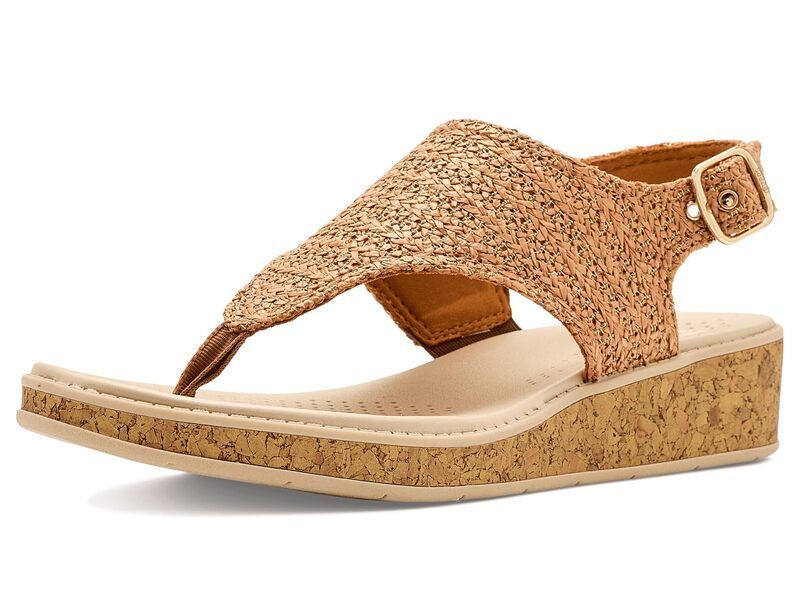 ライフストライド レディース シューズ ヒール サンダル LifeStride Beachy Thong Sandals Brown Raffia ブラウン