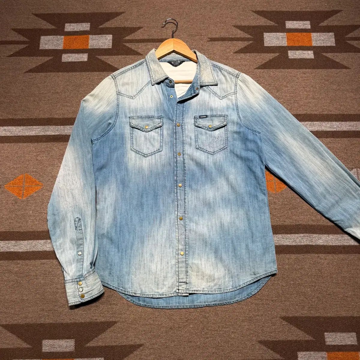 DIESEL ディーゼル ダメージ ウェスタン デニム シャツ L