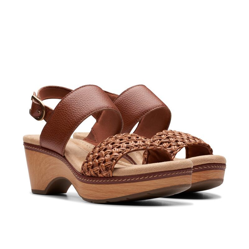 クラークス レディース シューズ ヒール Clarks Seannah Step Tan Leather タン