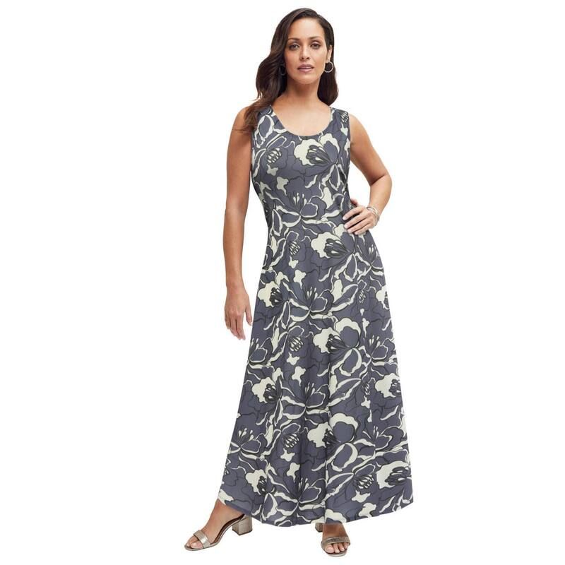 ジェシカロンドン レディース トップス ワンピース プラスサイズ ニット マキシ Jessica London Womens Plusize Stretch Knitank Maxi Dress Du