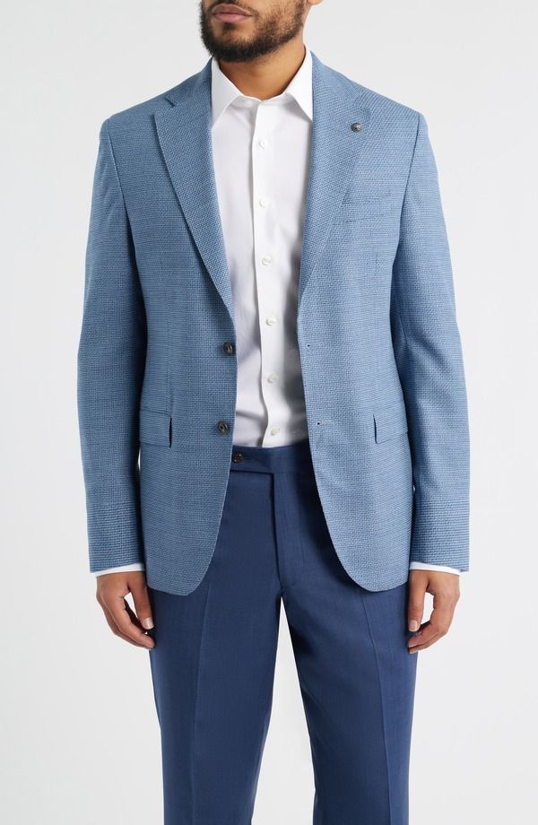 ジャックビクター メンズ アウター ジャケット・ブルゾン ウール コート Jack Victor Midland Contemporary Fitextured Light Blue Stretch