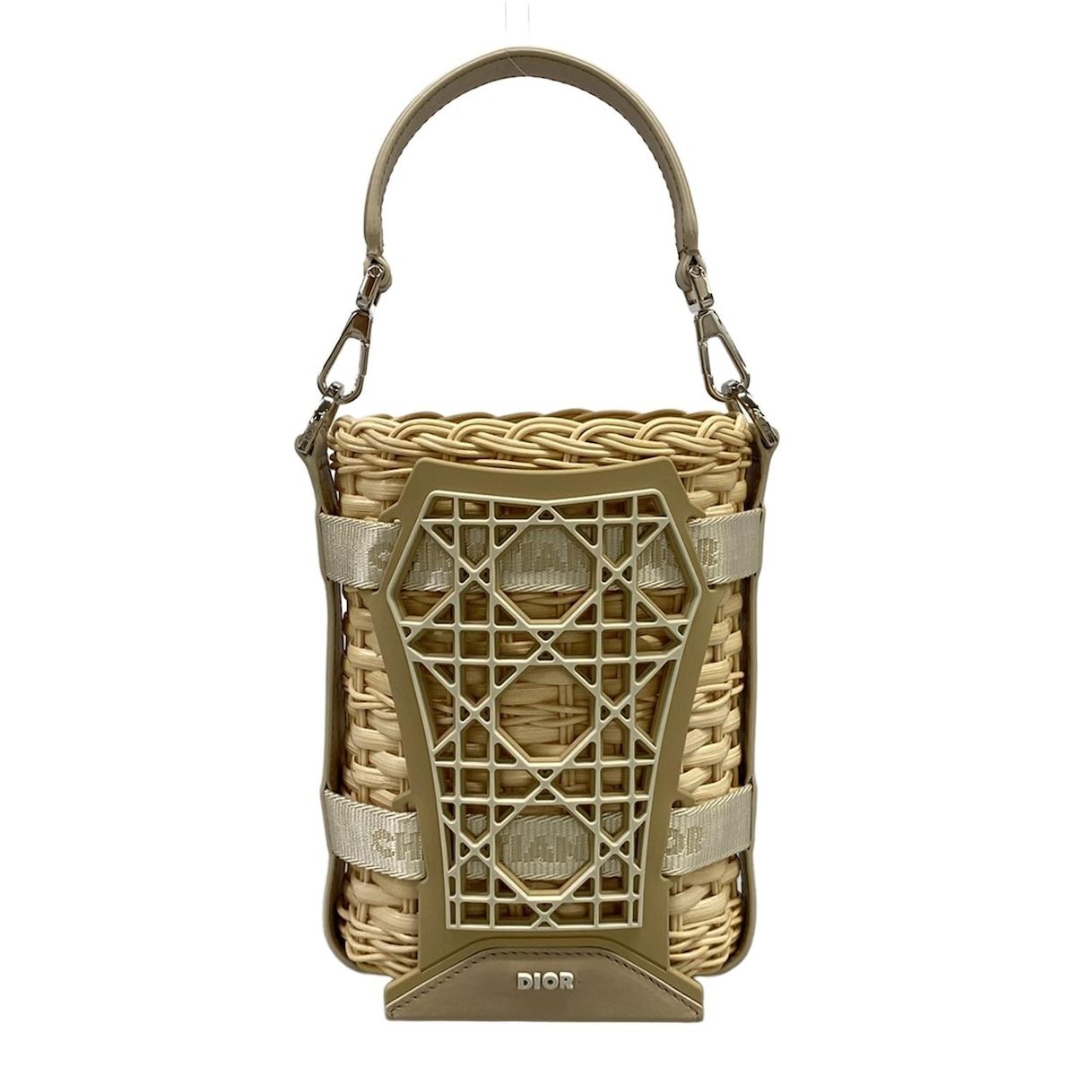 DIOR/ChristianDior(ディオール/クリスチャンディオール) ハンドバッグ美品 サハラ アイボリー×ベージュ バスケットバッグ レザー
