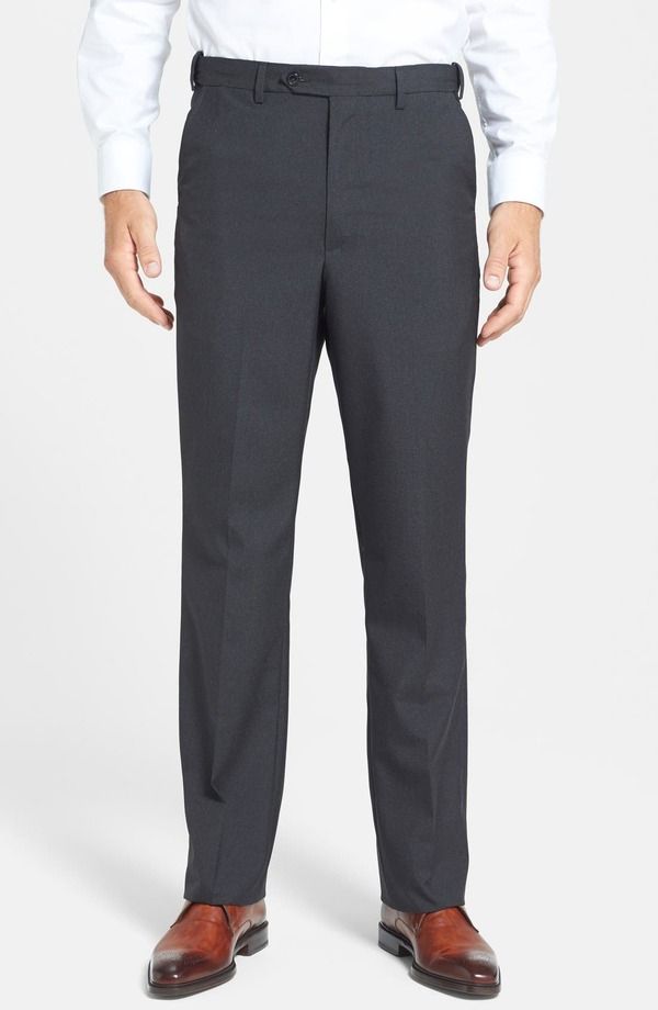 ベール メンズ ボトムス カジュアルパンツ Berle Self Sizer Waist Plain Weave Flat Front Washable Trousers Charcoal チャコール
