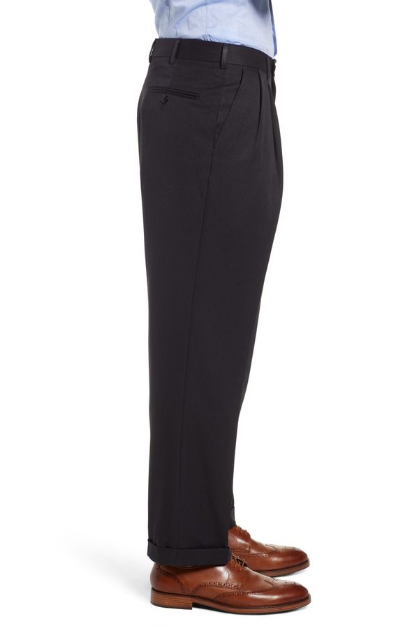 ベール メンズ ボトムス カジュアルパンツ プリーツ Berle Classic Fit Pleated Microfiber Performance Dress Pants Black ブラック