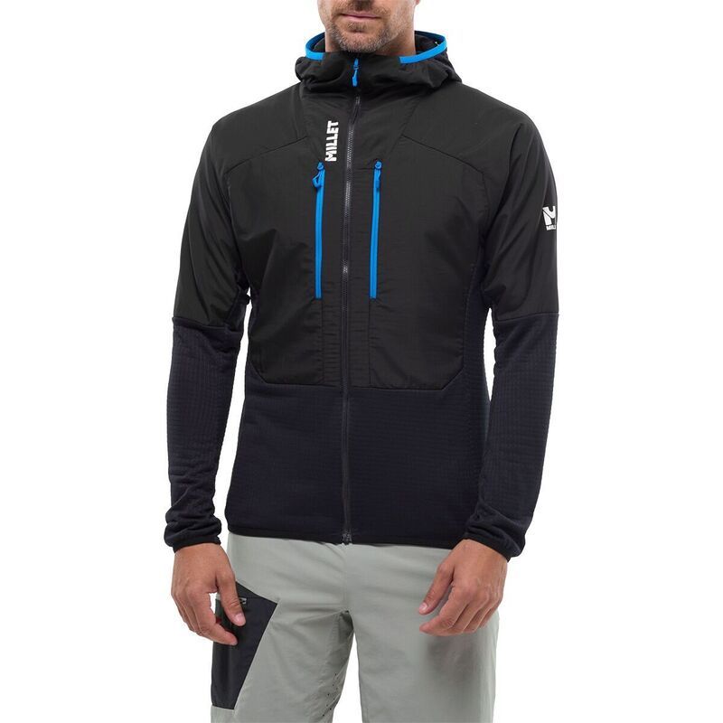 ミレー メンズ アウター ジャケット・ブルゾン パーカー MILLET Parmelan Hybrid Hoodie Mens Black Noir ブラック