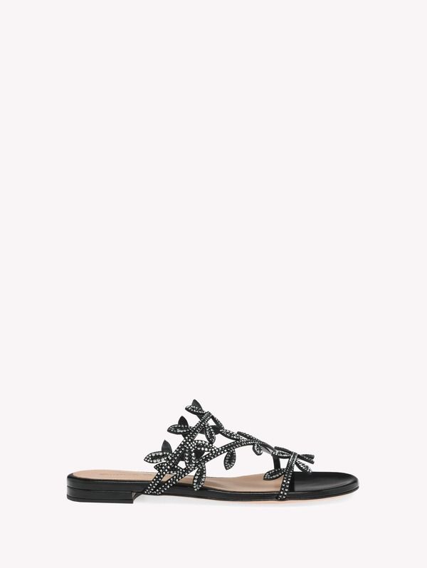 ジャンヴィト ロッシ レディース シューズ サンダル Gianvito Rossi Crystal Flavia 05 Sandal Black Leather ブラック