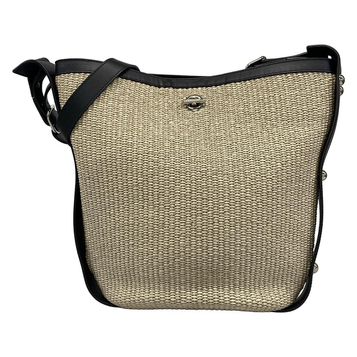BALENCIAGA(バレンシアガ) ショルダーバッグ美品 - 410224 アイボリー×黒 かごバッグ レザー