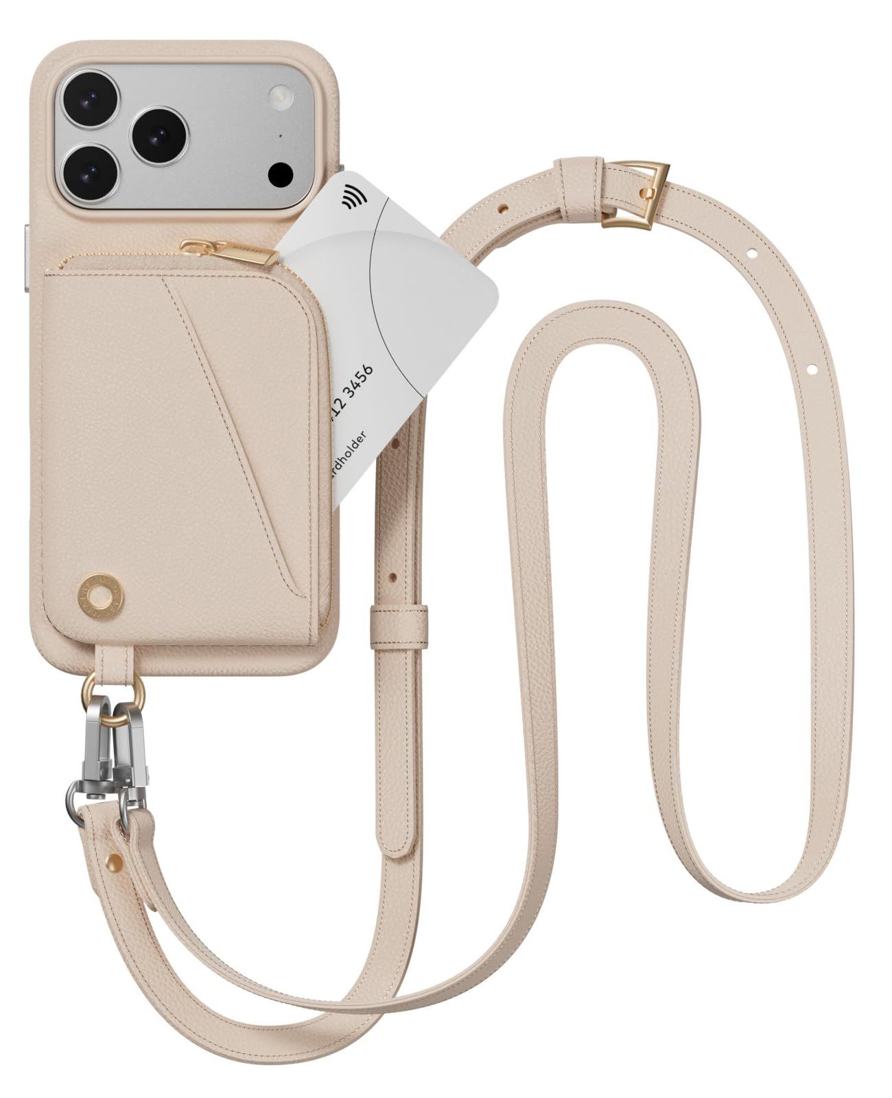 【MagEasy】 iPhone 17 Pro Max 対応 ケース ショルダー ストラップ 付き カード入れ 合成 皮 革 スマホ??ース カード 収納 ポーチ付き 財布 頑丈 ショルダーケース [ iPhone17ProMax アイフォン 17ProMax
