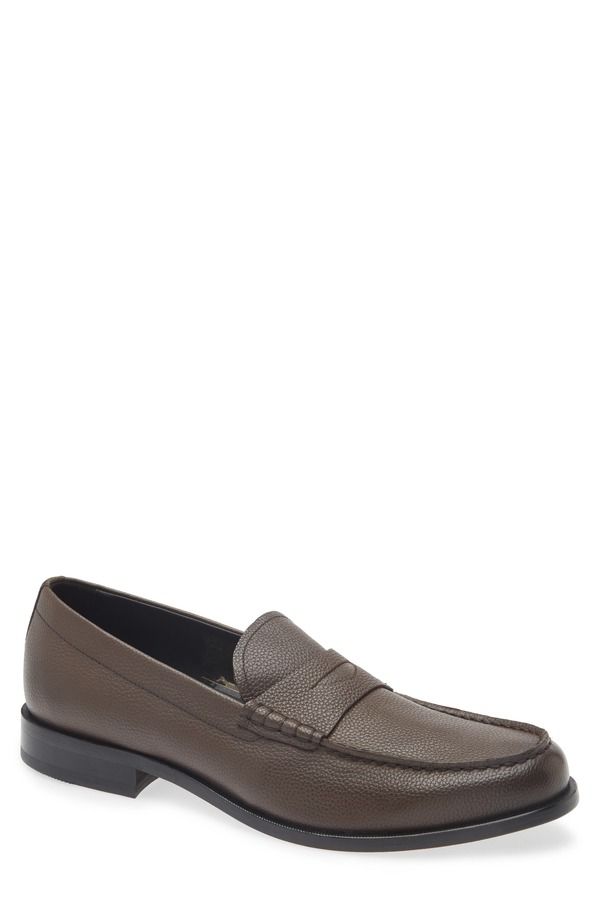 ボス メンズ シューズ スリッポン・ローファー BOSS Tayil Penny Loafer Dark Brown ブラウン