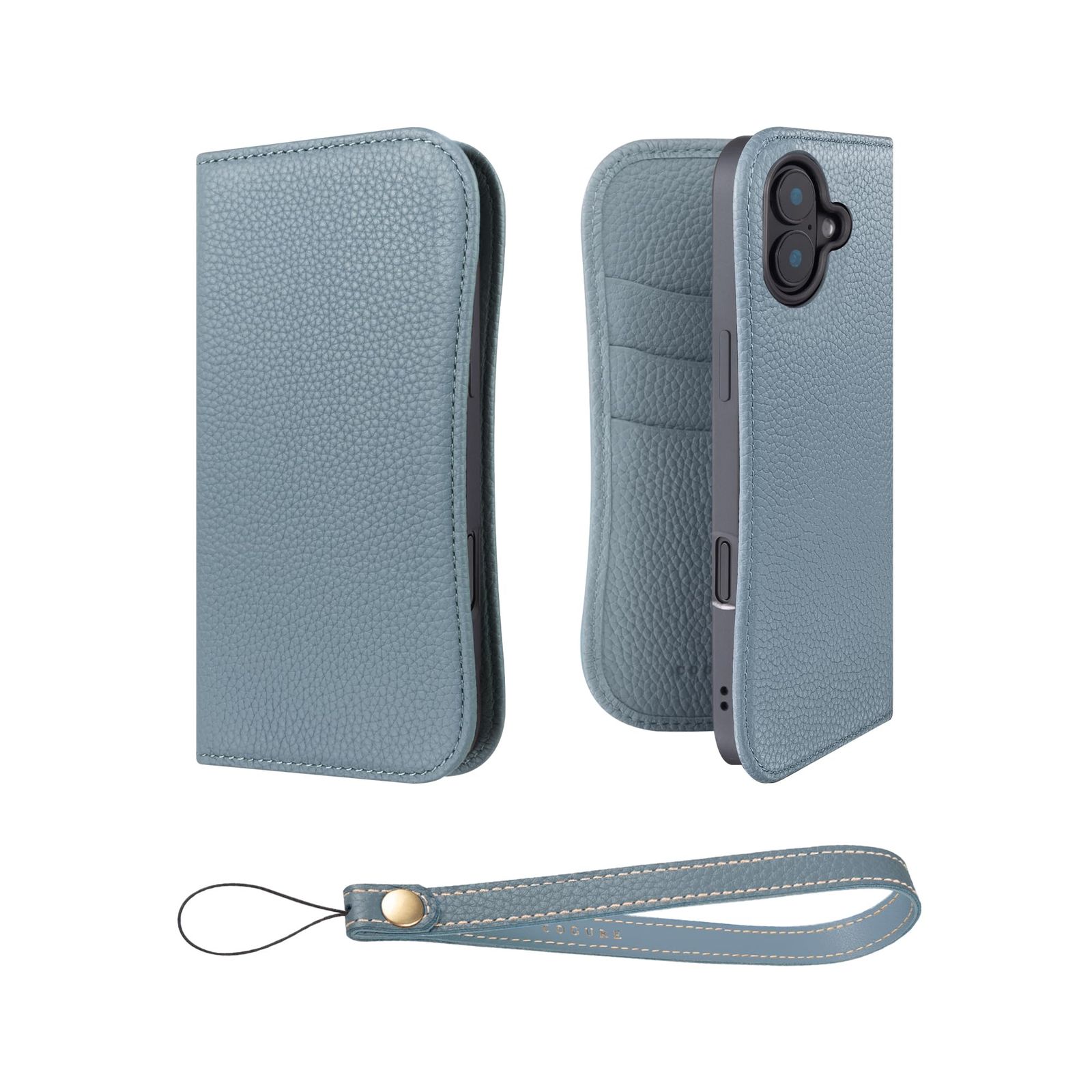 COGURE 互換 iPhone 17 手帳型 ケース 本革 COPB ブルーリン