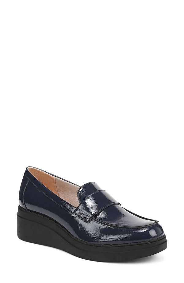ライフストライド レディース シューズ スリッポン・ローファー プラットフォーム LifeStride Dolce Platform Wedge Loafer Lux Navy ネイビー