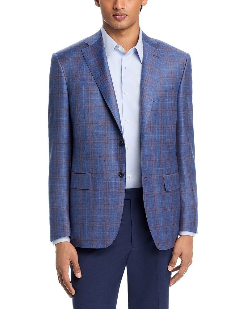 カナーリ メンズ アウター コート レギュラーフィット Canali Siena Plaid Regular Fit Sport Coat Light Blue Pink ブルー