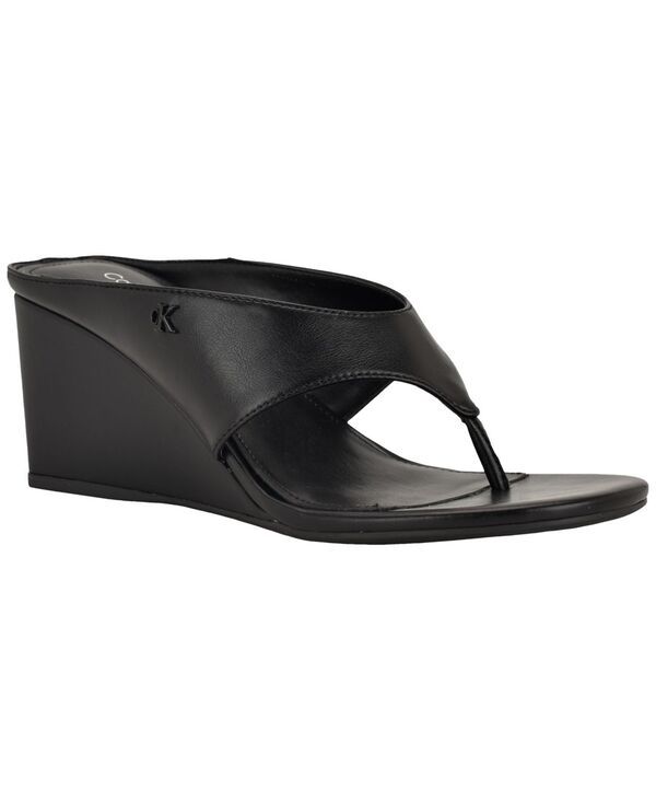 カルバンクライン レディース シューズ スリッポン・ローファー サンダル Calvin Klein Womens Marchela Thong SlipOn Wedge Sandals Black ブ