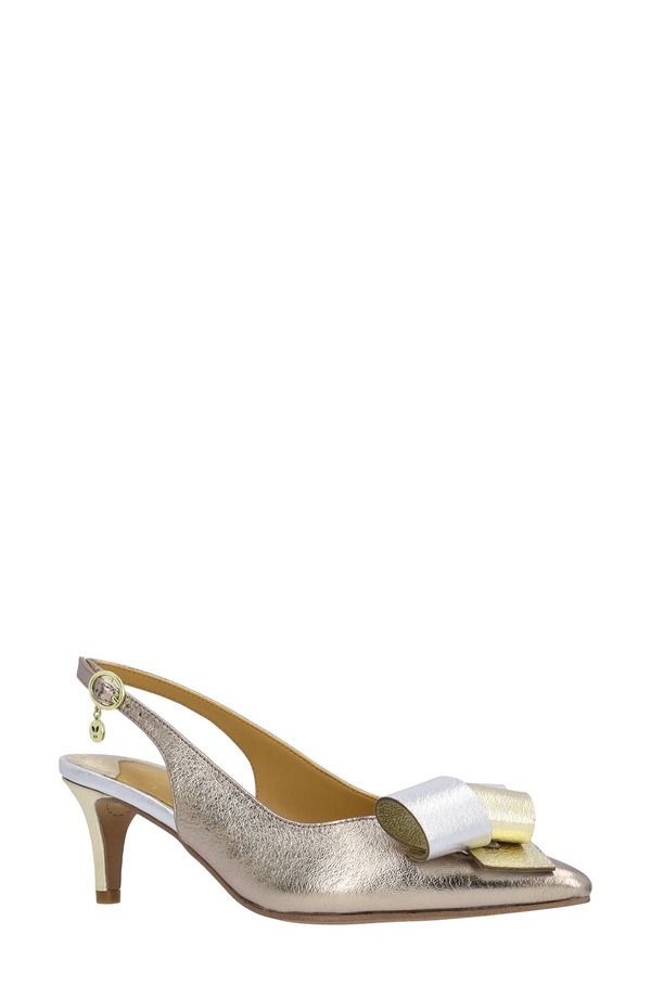 ジェイレニー レディース シューズ ヒール J Rene Delara Pointed Toe Slingback Pump Taupe Gold Silver トープ