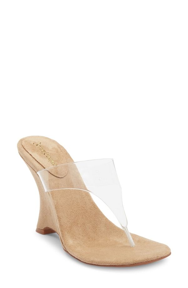 ジェフリー キャンベル レディース シューズ サンダル Jeffrey Campbell Persistent Wedge Slide Sandal Beige Suede Clear ベージュ