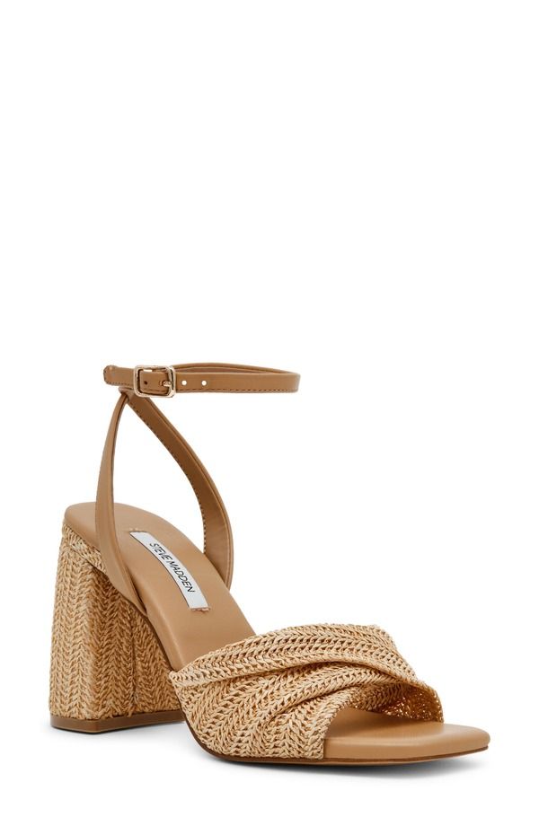 スティーブ マデン レディース シューズ ヒール サンダル アンクル Steve Madden Mandy Ankle Strap Sandal Raffia