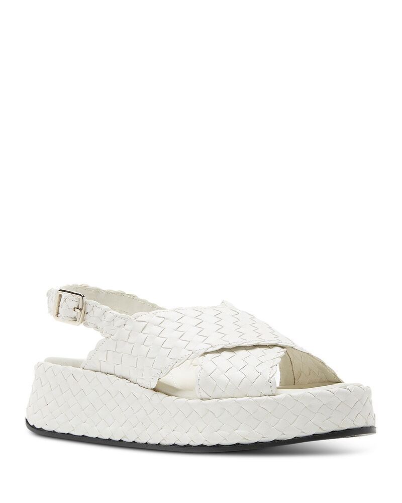 ラカナディアン レディース シューズ サンダル レザー La Canadienne Womens Pacifik Woven Leather Sandals Milk