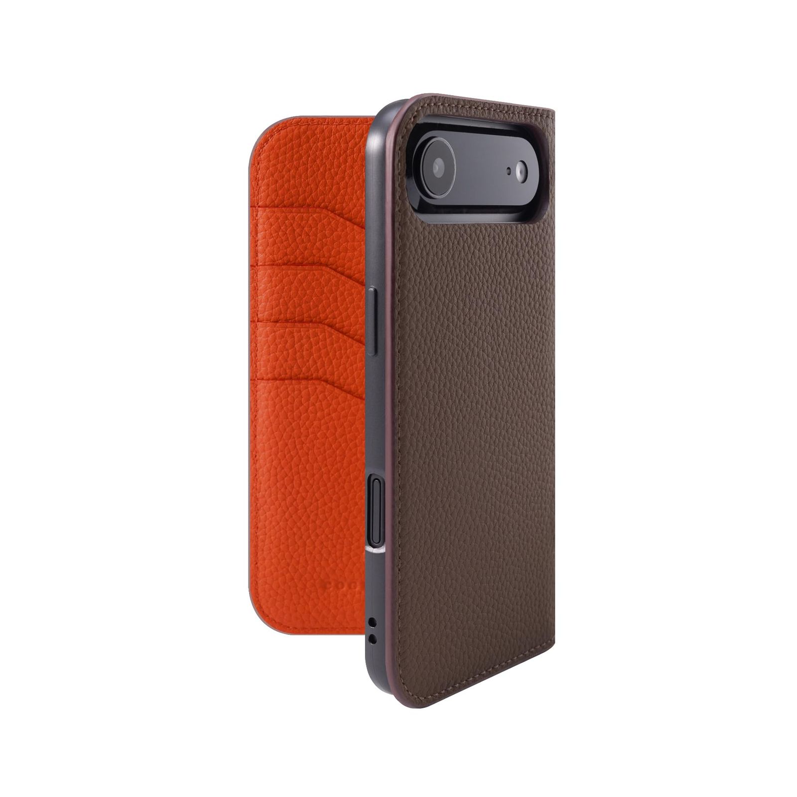 COGURE 互換 iPhone Air ケース 手帳型 本革 PDE エトープ+オレンジ